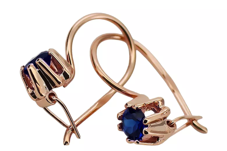 Original Vintage 14K Rose Gold Sapphire Earrings Vintage Jewlery vec053r